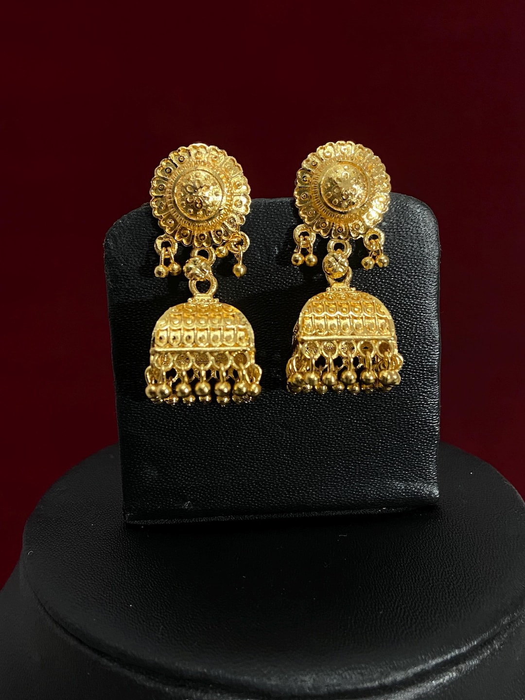 Traditional Gold Plated Jhumka Earrings, Indian Temple Jewelry, Ethnic ...