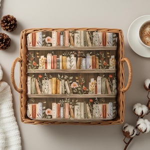Autumn Bookshelf Velveteen Plush Blanket, Cozy Book Lover Blanket, Vintage Library Throw, Cottagecore Reading Blanket, Fall Home Decor