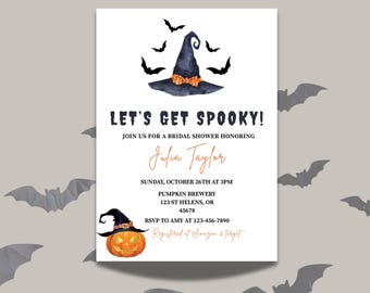Spooky Bridal Shower Invitation: Halloween Bachelorette Party, Editable Canva Template