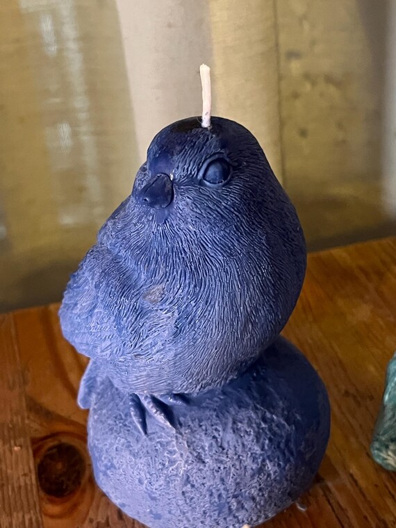Natural soy candle in the shape of a bird, beautifully textured. Choose your color and scent.