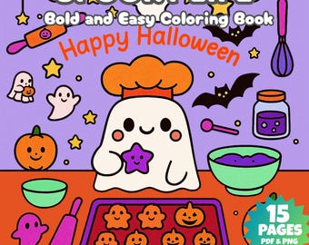 Halloween Malvorlagen | Gruseliger Geist, Kürbis (PDF-Muster)