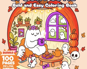 Gruseliges Halloween Malbuch | 100 Einfach Seiten (PDF & PNG