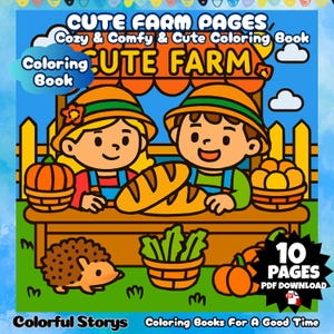 Cute Farm Animals: Cozy and Cute Coloring Book, Coco Wyo Coloring Pages, Stress Relief, Bold And Easy Coloring Book, Kids Coloring Pages