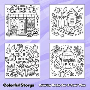 Cozy Fall Coloring Pages | 20 Printable, Bold and Easy (instant PDF and ...