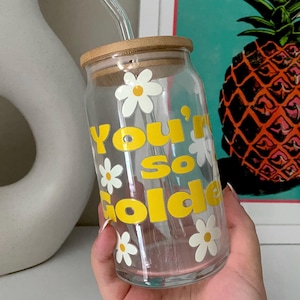 You&#39;re So Golden Glass Cup: Bamboo Lid Iced Coffee Cup