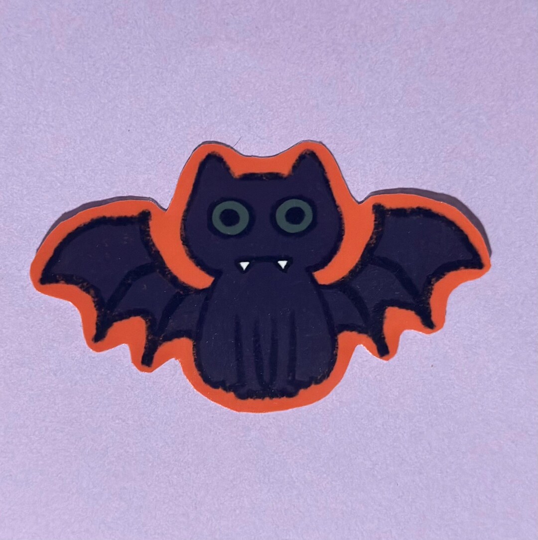 Bat Cat Halloween Sticker | Die-cut Matte Vinyl Sticker - Etsy