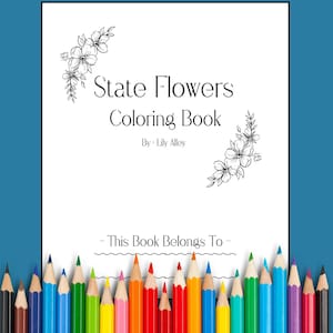 State Flower Coloring Book - Digital Download - Minimalist - Relaxing - 50 States
