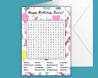 Birthday Card - Custom Personalized Word Search Birthday Card | 5x7 |  A uniquely personal card & gift in one!