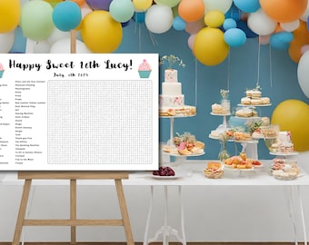 Unique, Custom Word Search Poster – Personalized Event Keepsake. Full Color & Graphics.  (Digital Download)