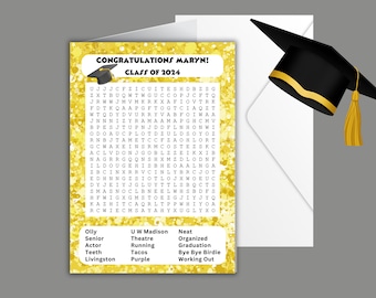 Graduation Card | Custom Personalized Word Search Graduation Card | 5x7 | Tell your graduate's personal story in a unique way!