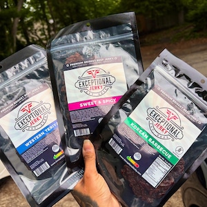 Variety Brisket Beef Jerky - Sweet n Spicy / Korean BBQ / Teriyaki -Extremely Tender, All-Natural Flavors & Ingredients - USDA Approved
