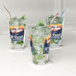 Mt. Rainier Glassware, 16oz | Perfect for Beer Lovers, Camping Gifts, Hiking Souvenirs, Nature Decor, Outdoor Enthusiasts