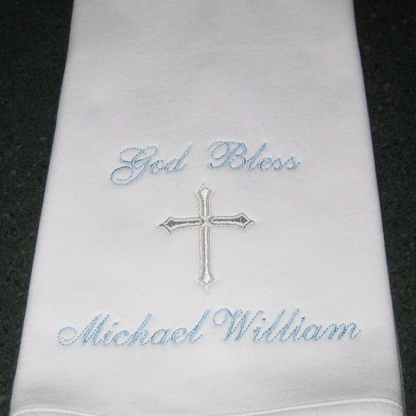 Baptism Burp Cloth, Personalized Design, Machine Embroidered, Christening, Dedication, Baby Girl, Boy, Godparent Gift, Keepsake,