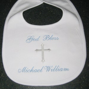 Personalized, Baptism Bib, Christening Bib, Gift, Machine Embroidered, Dedication, Custom, Baby Boy, Baby Girl, Godparent, Gift, Keepsake