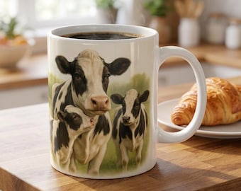 Niedliche Kuh-Tasse | Bauernhaus Kuh | Keramik Kaffeetasse | Kuh-Liebhaber