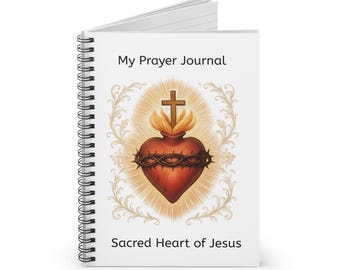 Sacred Heart of Jesus, Prayer Journal, Spiral Notebook, Christian Journal, Religious Gifts, Faith-Based Stationery