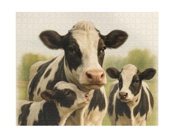 Holstein Kuhfamilie Puzzle 520er | Kuh Puzzle Bauernhof Tiermotiv | 529 oder 1014 Stück