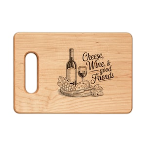 Tagliere in legno per formaggi, vino e buoni amici / Tagliere per salumi inciso
