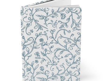 Blue Floral Vine Hardcover Journal | Botanical Pattern Notebook