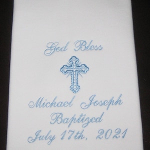 Personalized, Gift, Baptism, Christening, Burp Cloth, Machine Embroidered, Baby Girl, Boy, Godparent Gift, Keepsake