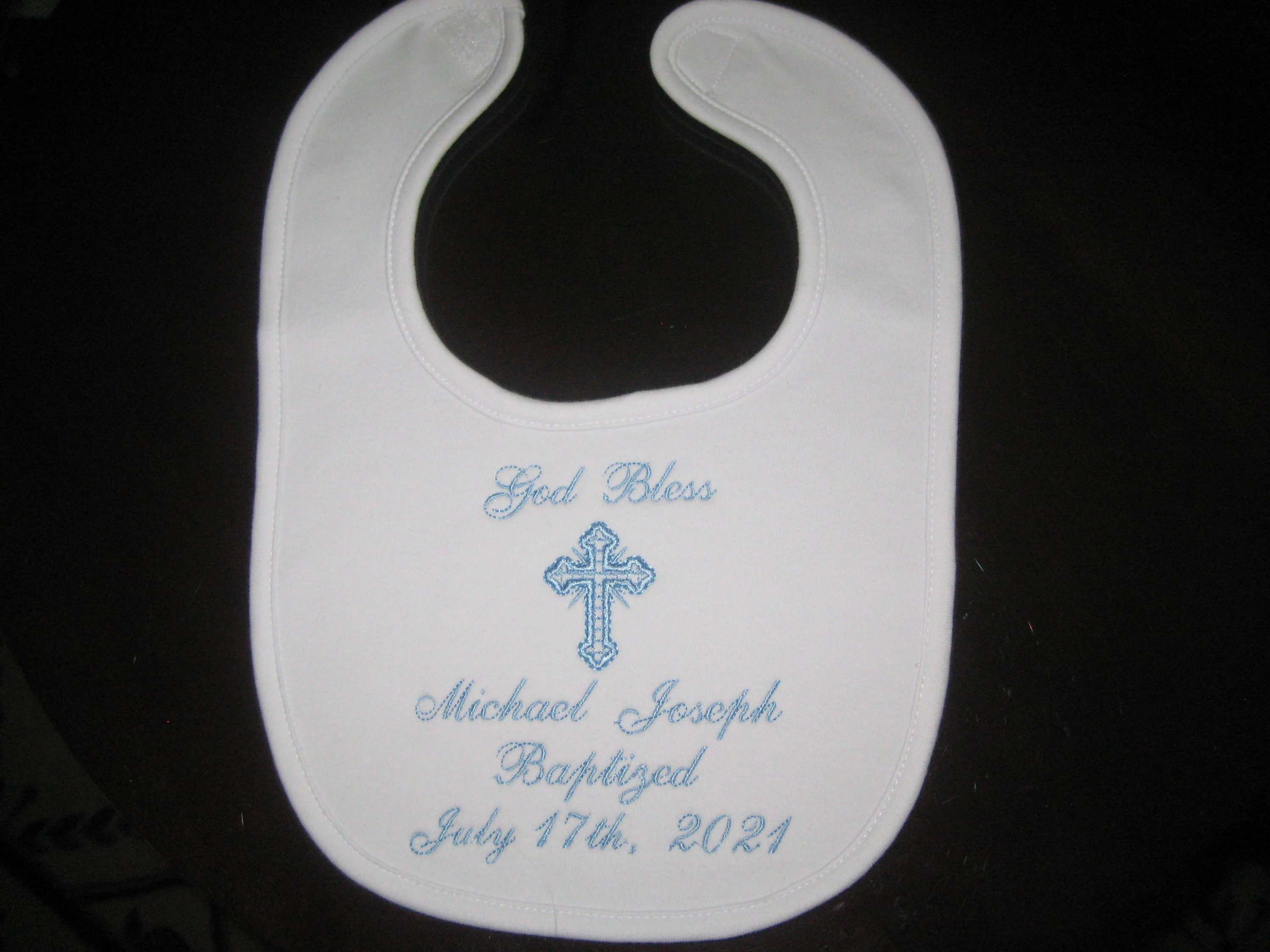 Baptism Bib, Personalized, Machine Embroidered Baptism Design for Bab…