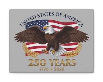 Wandkunst, USA 250 Jahre, Flagge und Adler Design, Leinwand, Matt gestreckte Wandkunst, 1776 - 2026
