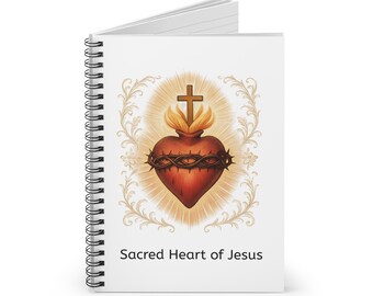 Sacred Heart of Jesus, Spiral Notebook, Christian Journal, Religious Gifts, Faith-Based Stationery, Prayer Journal