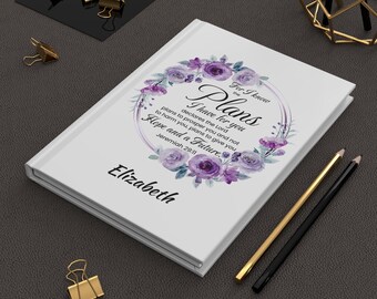 Personalized | Hardcover Journal | Jeremiah 29:11 Scripture Design | Religious | Gift for Her | Prayer Journal