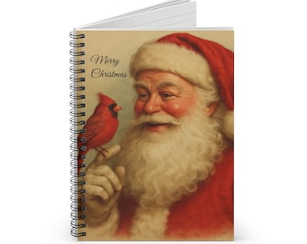 Vintage Santa Spiral Notebook - Cardinal Christmas Journal