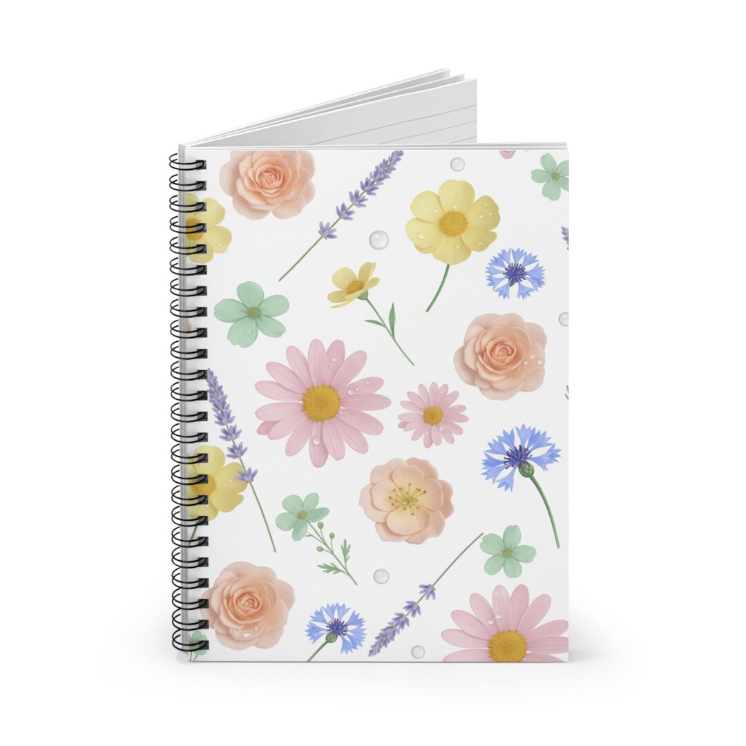 Pastel Wildflower Pattern Spiral Notebook | Ruled Journal - Etsy