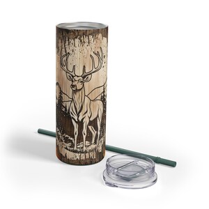 Tumbler, 20oz, Rustic Deer Design, Gift For Nature Lover, Traveler, Wildlife, Outdoor Enthusiast, Gift for Hiim, Fathers Day Gift, Camping