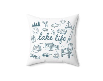 Lake Life Dekoratives Kissen, Outdoor Fluchtkissen, Cabin Decor, Perfekt für Seeliebhaber, Geschenk für Naturbegeisterte