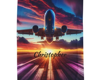 Manta de avión personalizada: manta de felpa de terciopelo, decoración de viaje