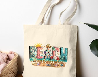 Bolso de lona de algodón con estampado playero: Compras de verano ecológicas