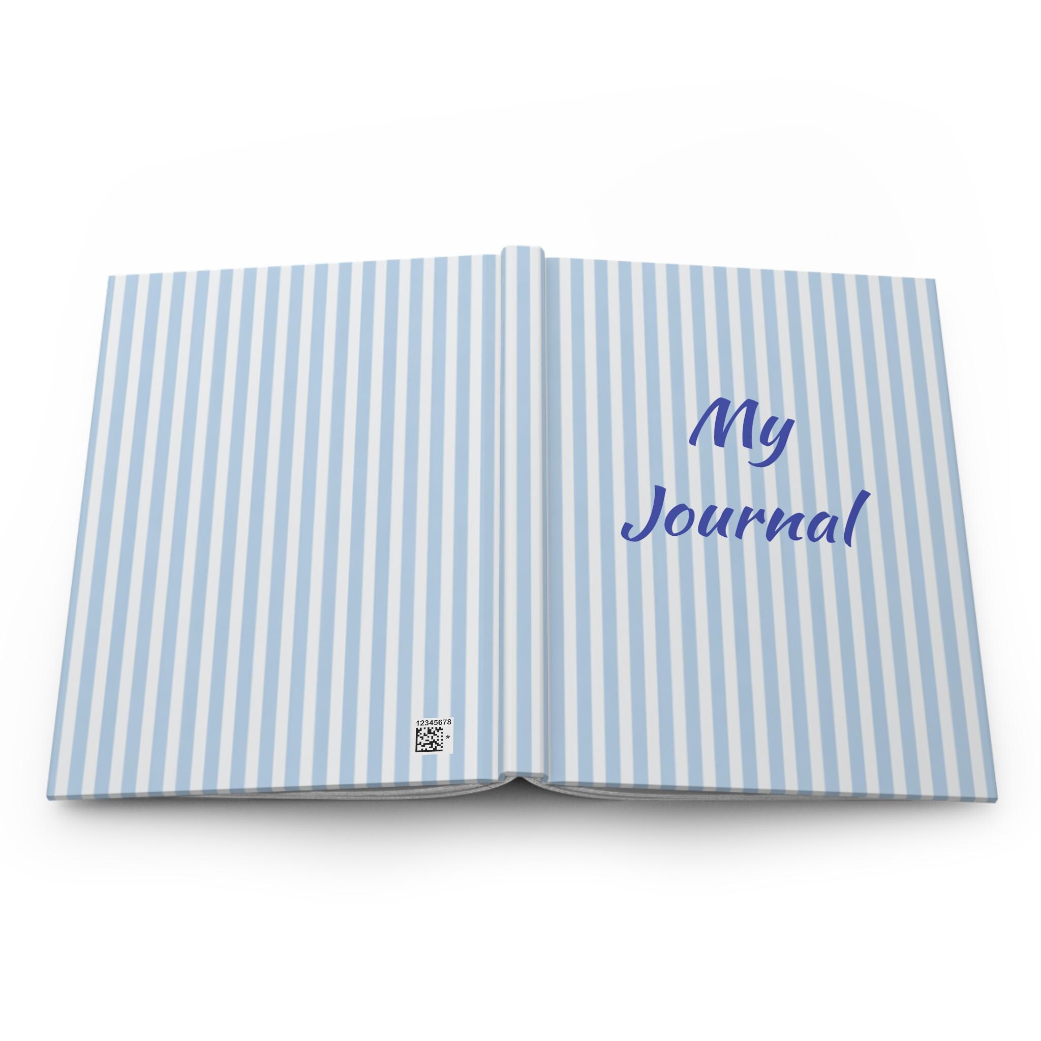 Light Blue Vertical Stripe Hardcover Journal, Matte Notebook, Gift for ...