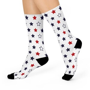 Star-Spangled Cushioned Crew Socks | Cozy, Fun Footwear for Patriotic Occasions, Gift for Her, Everyday Comfort, Fourth of July