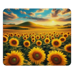 Mouse Pad with Sunflowers Design, Desk Accessory, Nature Lovers, Office Decor, Sunflower Mousepad, Home Office, Gift for Her, Holiday Gift