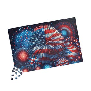 4th of July Fireworks Puzzle, Patriotic Jigsaw Puzzle, Independence Day Gift, Family Activity, 1014-Piece Puzzle