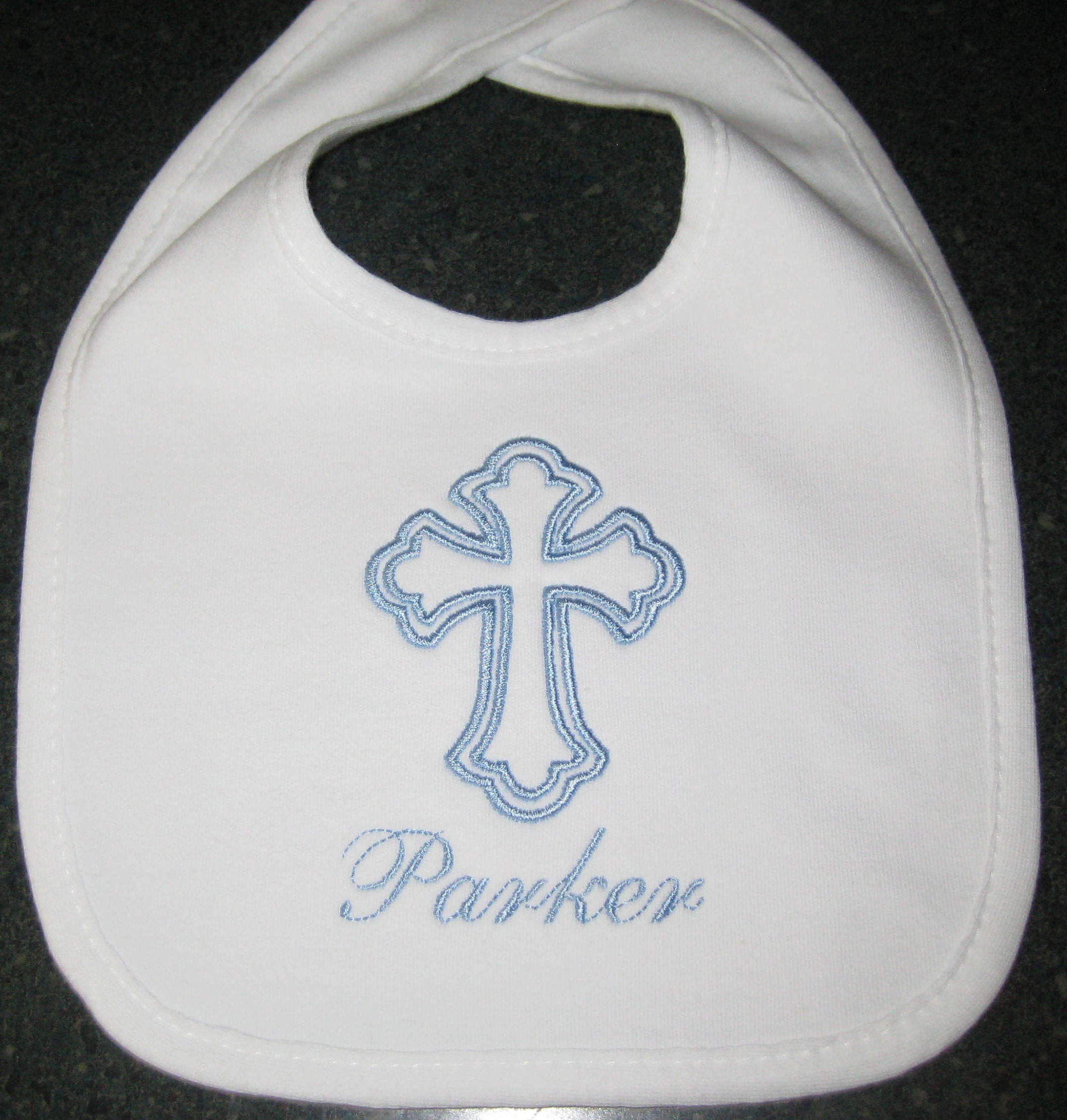 Personalized Baptism Christening Bib With Double Cross Etsy
