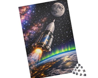 Space Design Jigsaw Puzzle | 520 or 1014-piece | Rocket Ship | Holiday Gift | Adventure Lover