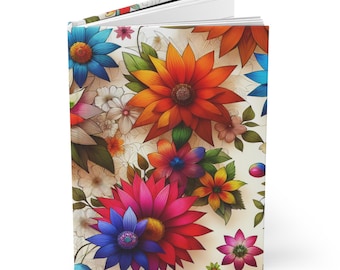 Floral Hardcover Journal | Vibrant Flower Notebook | 150 Lined Pages | Gift for Her