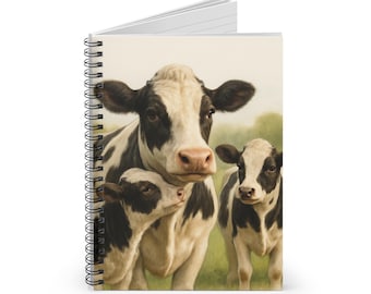 Holsteiner Kuh-Familie | Spiralblock | Liniert Linie | Geschenk | Zeitschrift