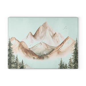 Mountain Retreat Glass Cutting Board - Rustic Kitchen Decor, Gift for Nature Lovers, Housewarming, Outdoor Cooking, Eco-Friendly, Gift