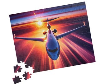 Airplane Sunset Puzzle | 110, 252, 520, 1014-piece | Travel Gift, Home Decor, Mindfulness Activity, Family Fun, Unique Gift