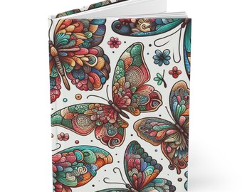 Bunte dekorative Schmetterlinge Hardcover Journal | Mattes Notizbuch