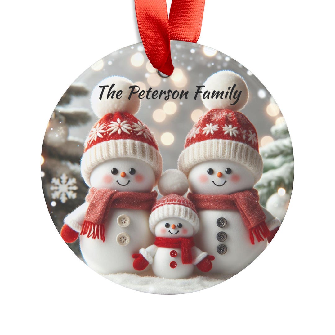 Personalized Family Snowman Canvas - Gift Idea For Family/ Couple - Up to 7 Members