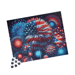 Fireworks Puzzle, 520 Pieces, Jigsaw Puzzle, Independence Day, Family Fun, 4th of July, Holiday Gift