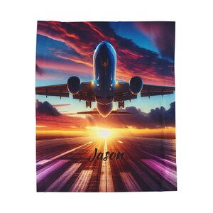 Personalized, Aviation, Velveteen Plush Blanket | Cozy Travel Gift, Airplane Lovers, Modern Home Decor, Air Travel Inspiration, Warm Throw