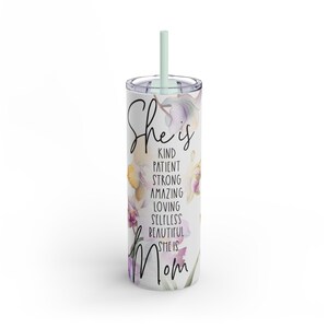 Floral Mom Becher, 20 Unzen Matte Thermobecher, Perfektes Geschenk für Muttertag, Geburtstag, Einweihungsparty, Sie ist freundlich, geduldig, Geschenk für Sie