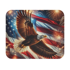 Patriotic Eagle Mouse Pad | American Flag Design, Office Decor, Gamer Gift, 4th of July, Veteran&#39;s Day, Memorial Day
